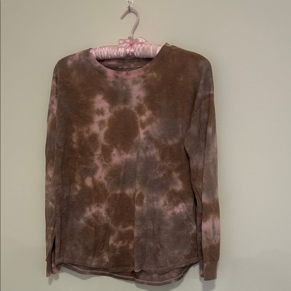 Brown and Pink Tie-Dye Long Sleeve Shirt - Picture 1 of 2